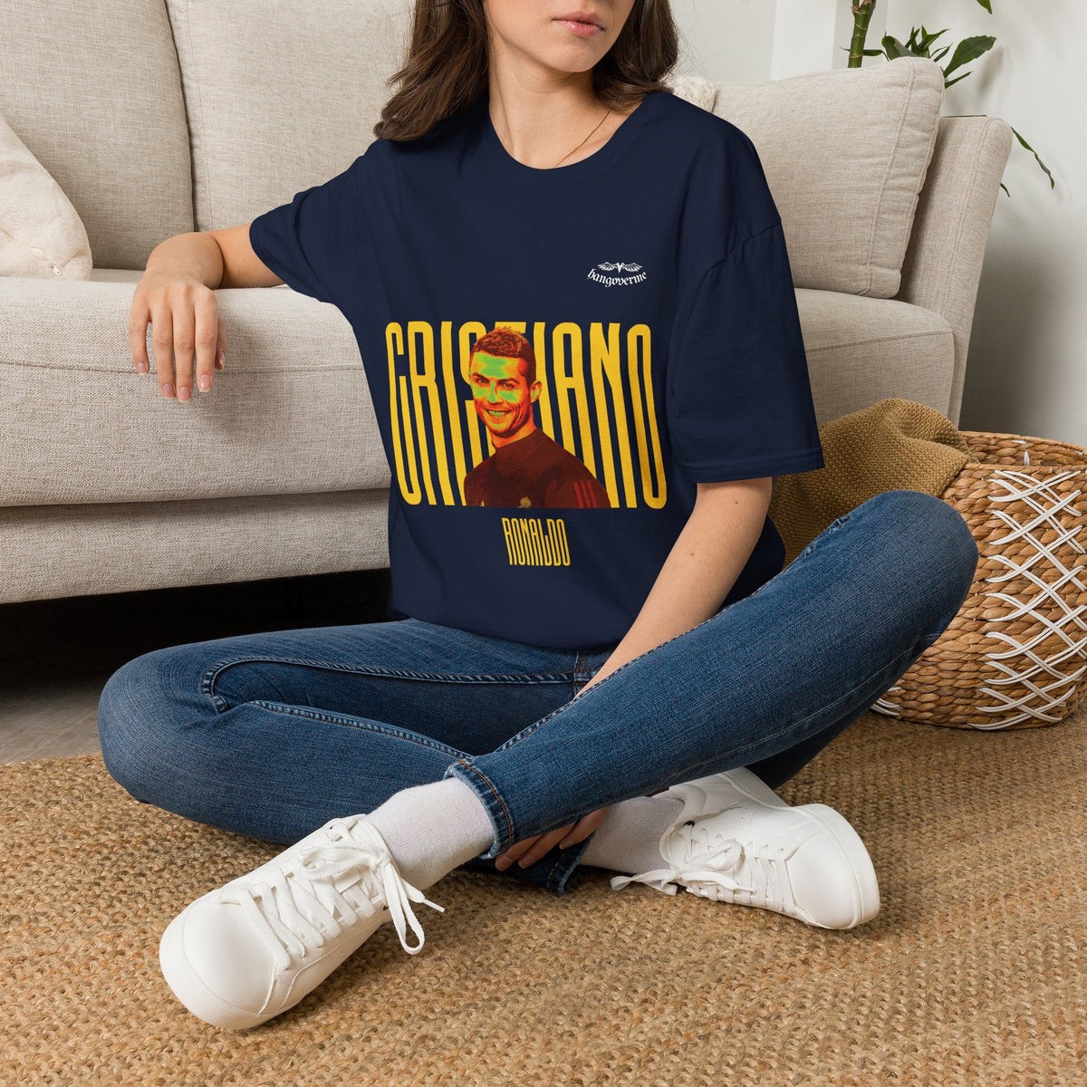 Retro Portrait Tee with Bold 'CRISTIANO' Text