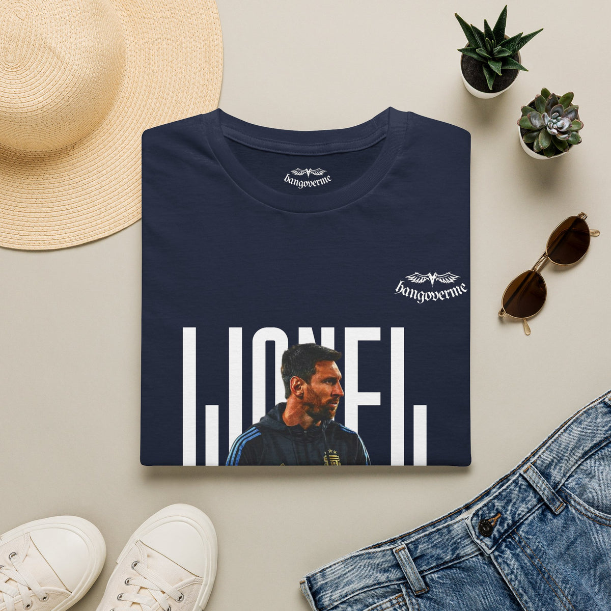 Lionel Messi Graphic T-Shirt — Vintage Soccer Portrait Tee