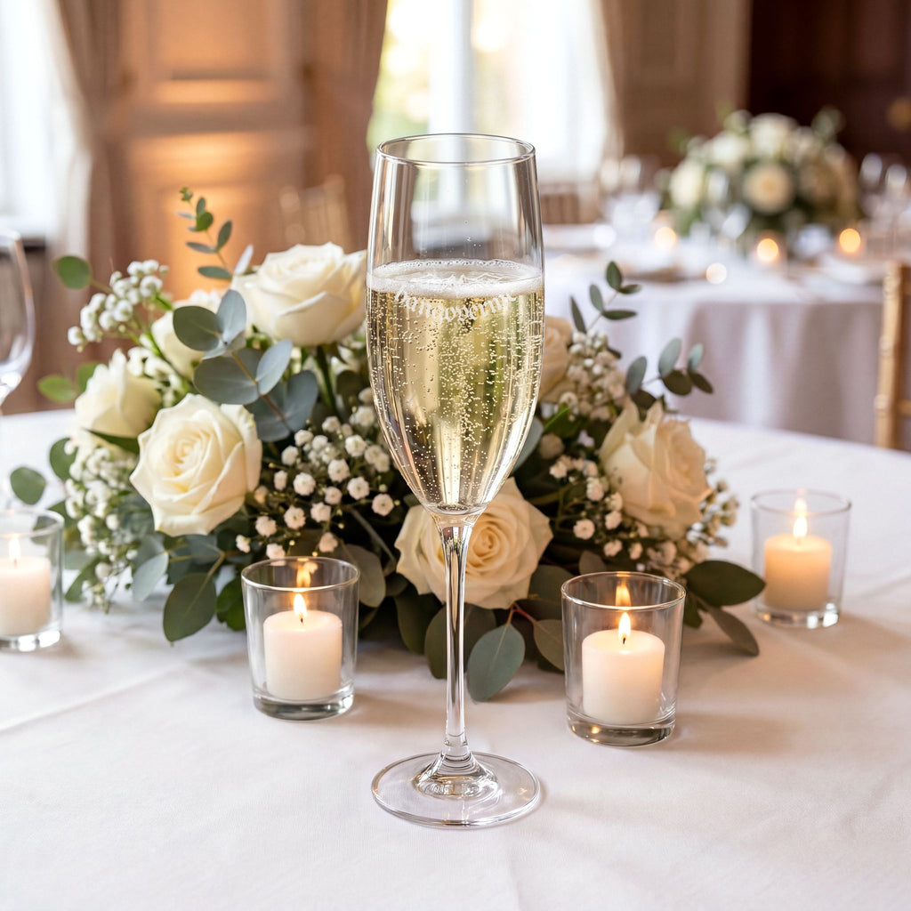 Engraved 8oz Champagne Flute — Wedding & Celebration Glass