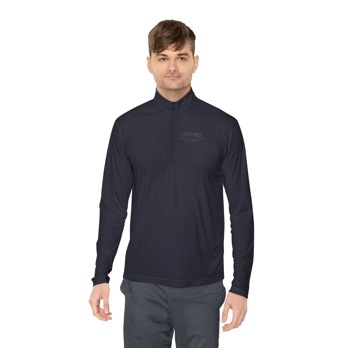 Quarter-Zip Pullover — Minimalist Script Logo Pullover