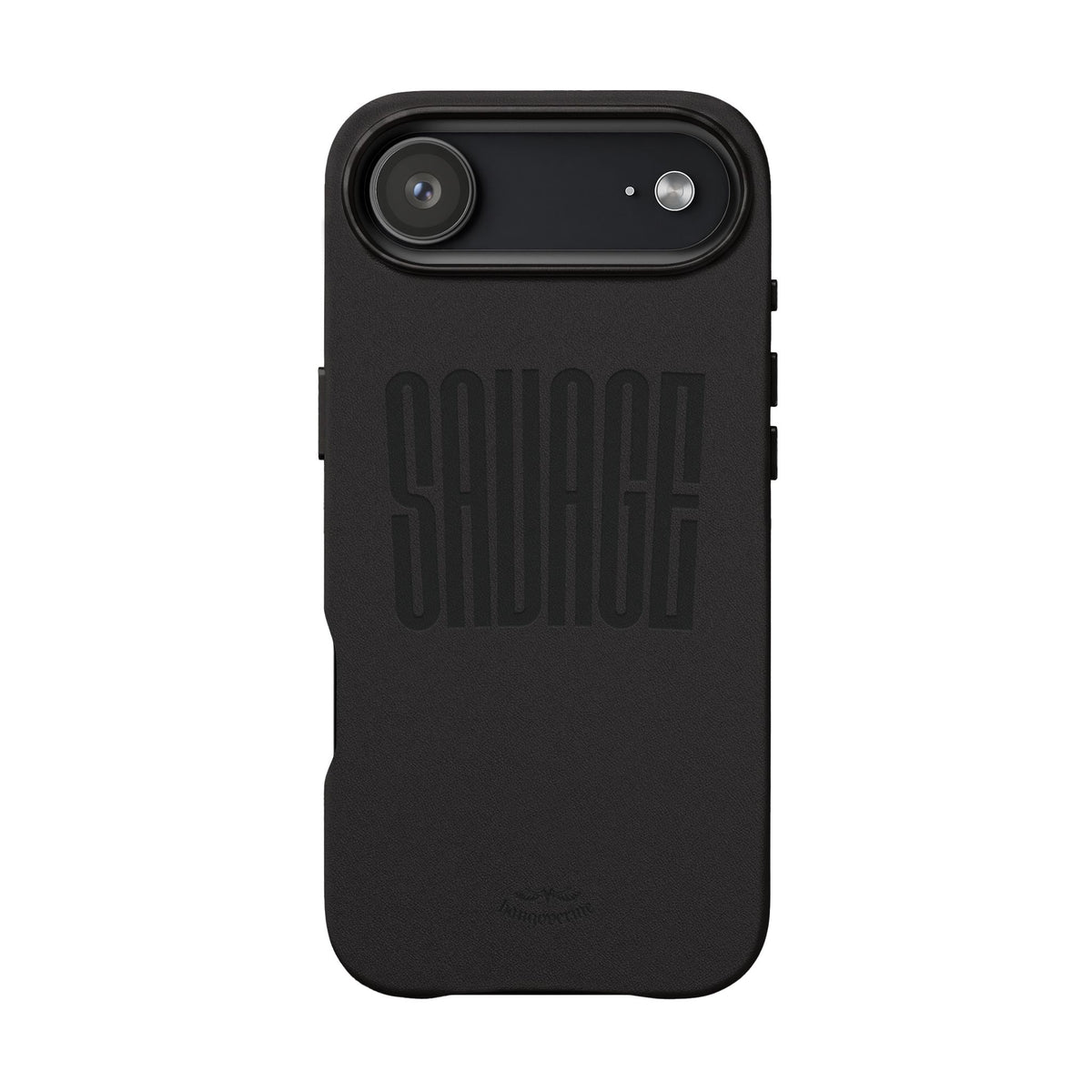 Engraved PU Leather Phone Case — 'SAVAGE' Brown Protective Cover