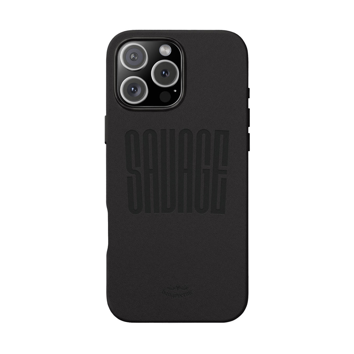 Engraved PU Leather Phone Case — 'SAVAGE' Brown Protective Cover