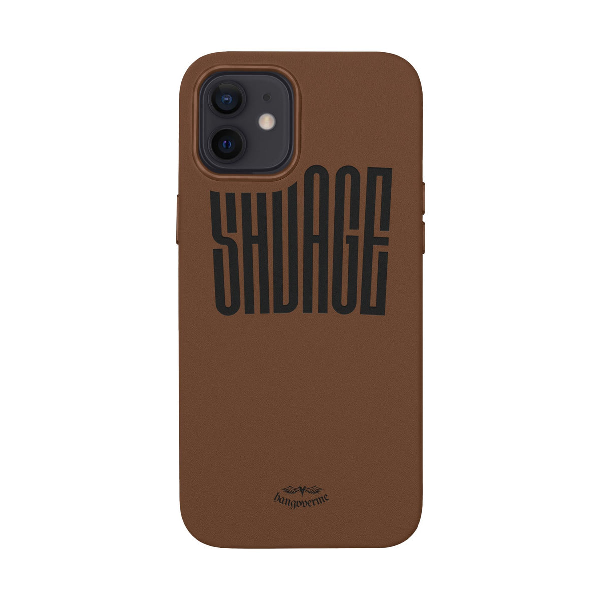Engraved PU Leather Phone Case — 'SAVAGE' Brown Protective Cover