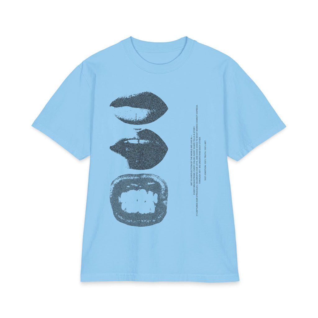 Graphic Lip Print T‑Shirt — Monochrome Kiss & Bite Art Tee