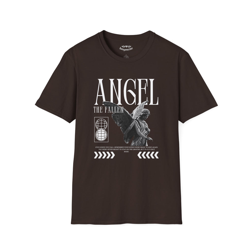 Angel Statue Graphic T-Shirt — Vintage Black & White Wings Tee