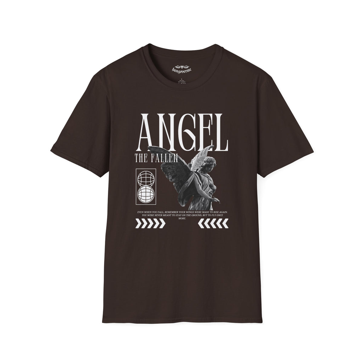Angel Statue Graphic T-Shirt — Vintage Black & White Wings Tee