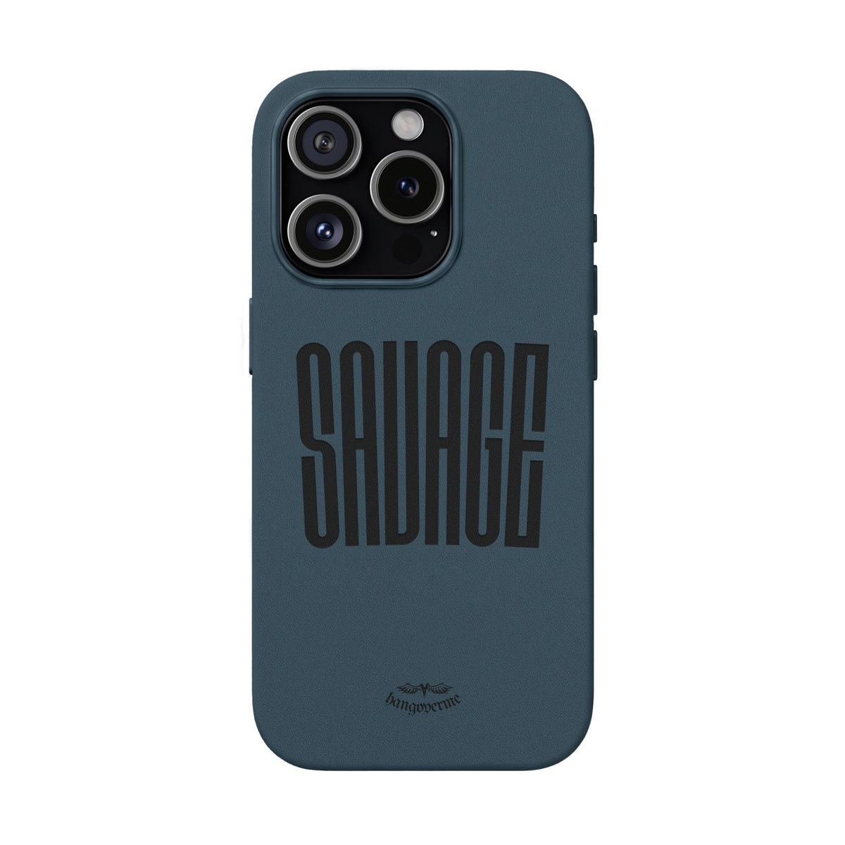 Engraved PU Leather Phone Case — 'SAVAGE' Brown Protective Cover