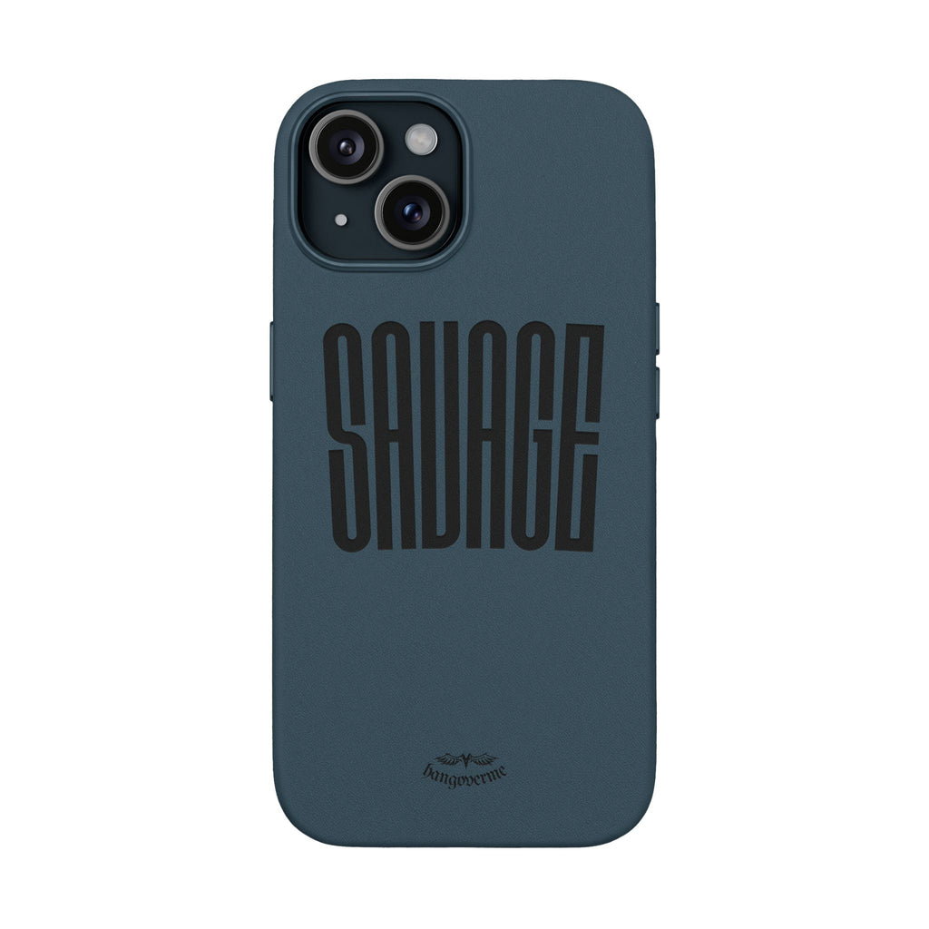 Engraved PU Leather Phone Case — 'SAVAGE' Brown Protective Cover