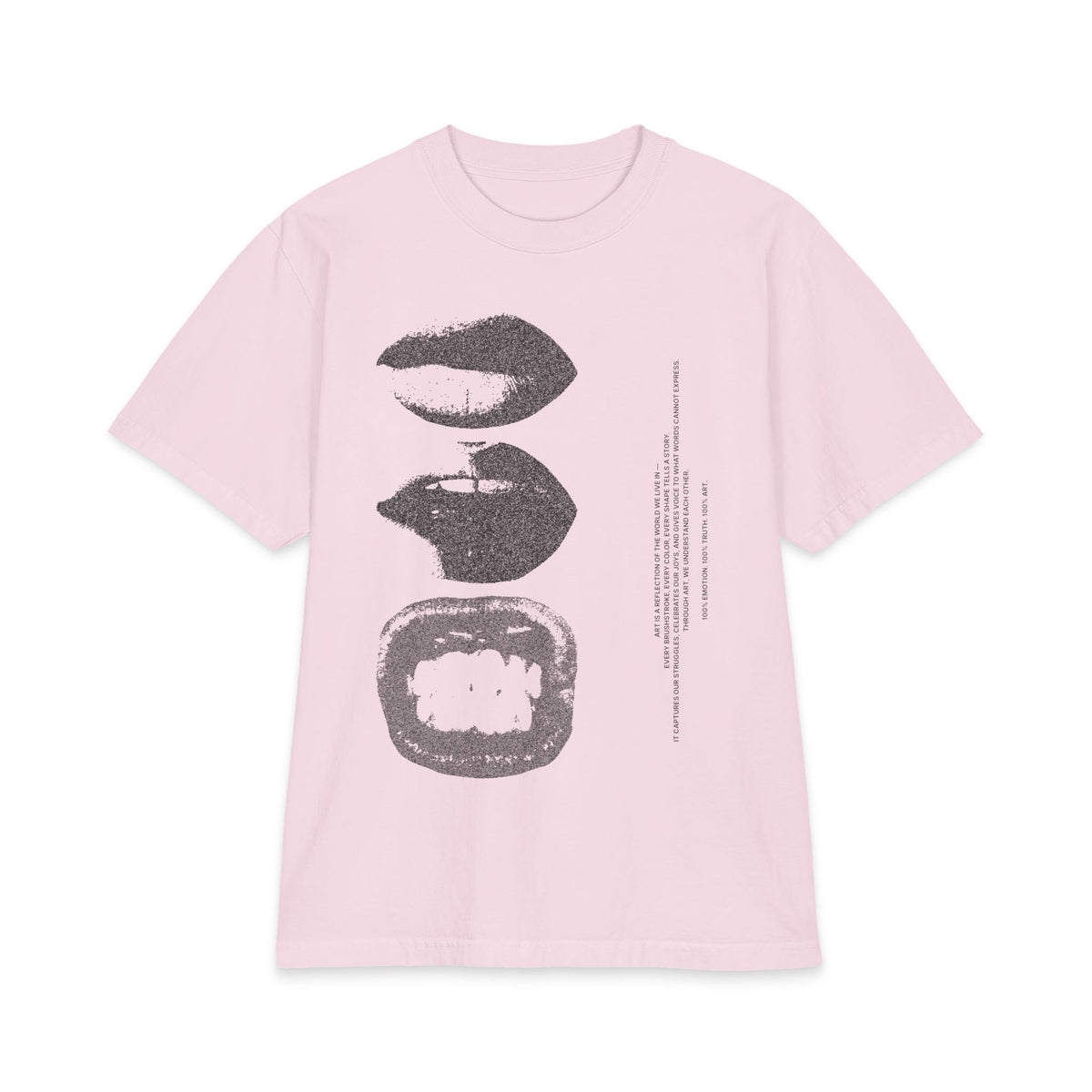 Graphic Lip Print T‑Shirt — Monochrome Kiss & Bite Art Tee