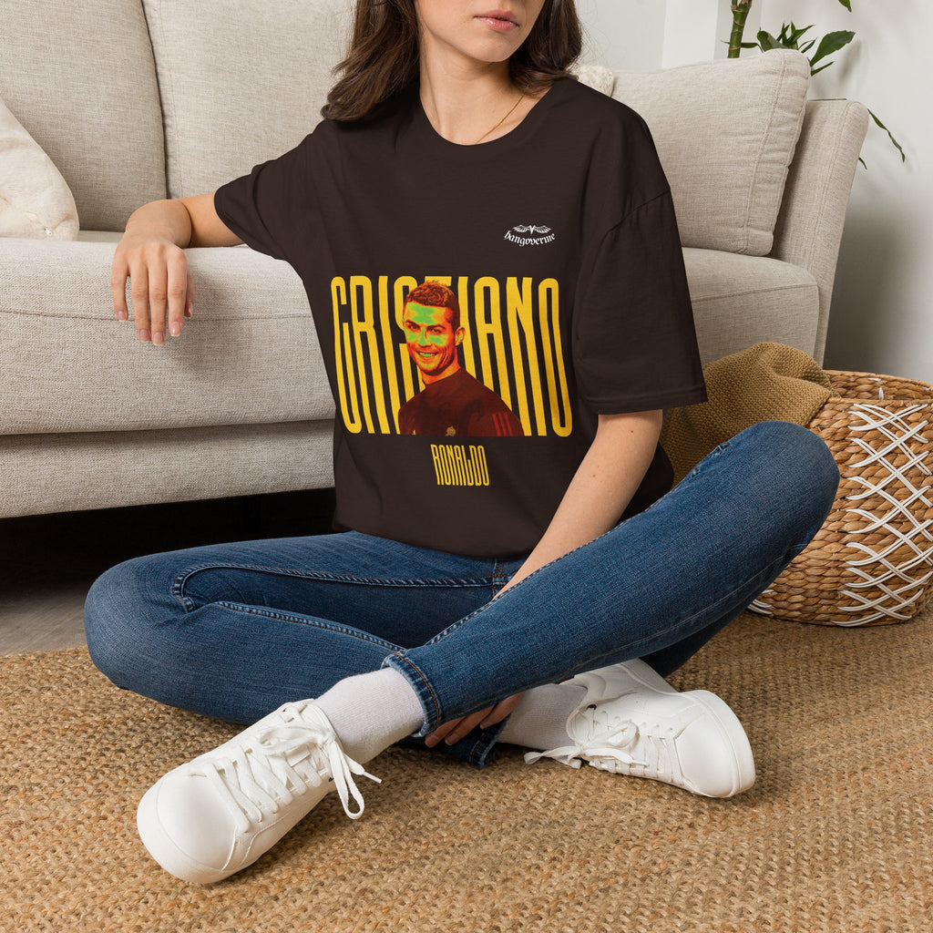 Retro Portrait Tee with Bold 'CRISTIANO' Text