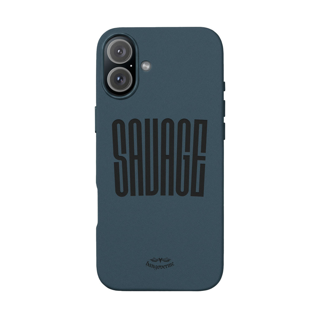 Engraved PU Leather Phone Case — 'SAVAGE' Brown Protective Cover
