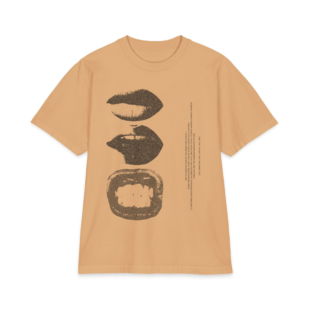 Graphic Lip Print T‑Shirt — Monochrome Kiss & Bite Art Tee