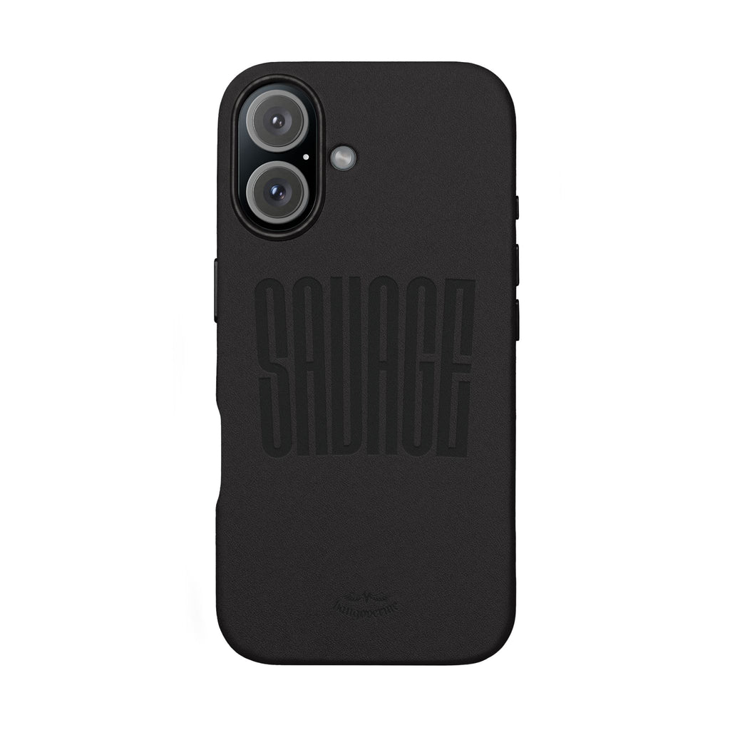 Engraved PU Leather Phone Case — 'SAVAGE' Brown Protective Cover