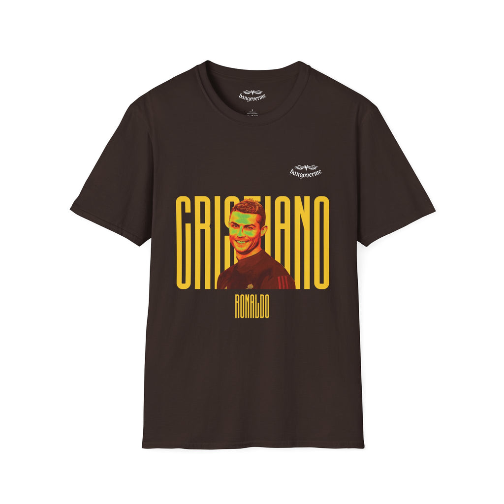 Retro Portrait Tee with Bold 'CRISTIANO' Text