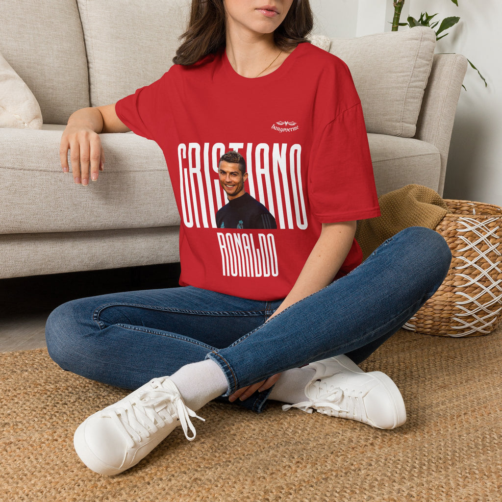 Retro Portrait Tee with Bold 'CRISTIANO' Text