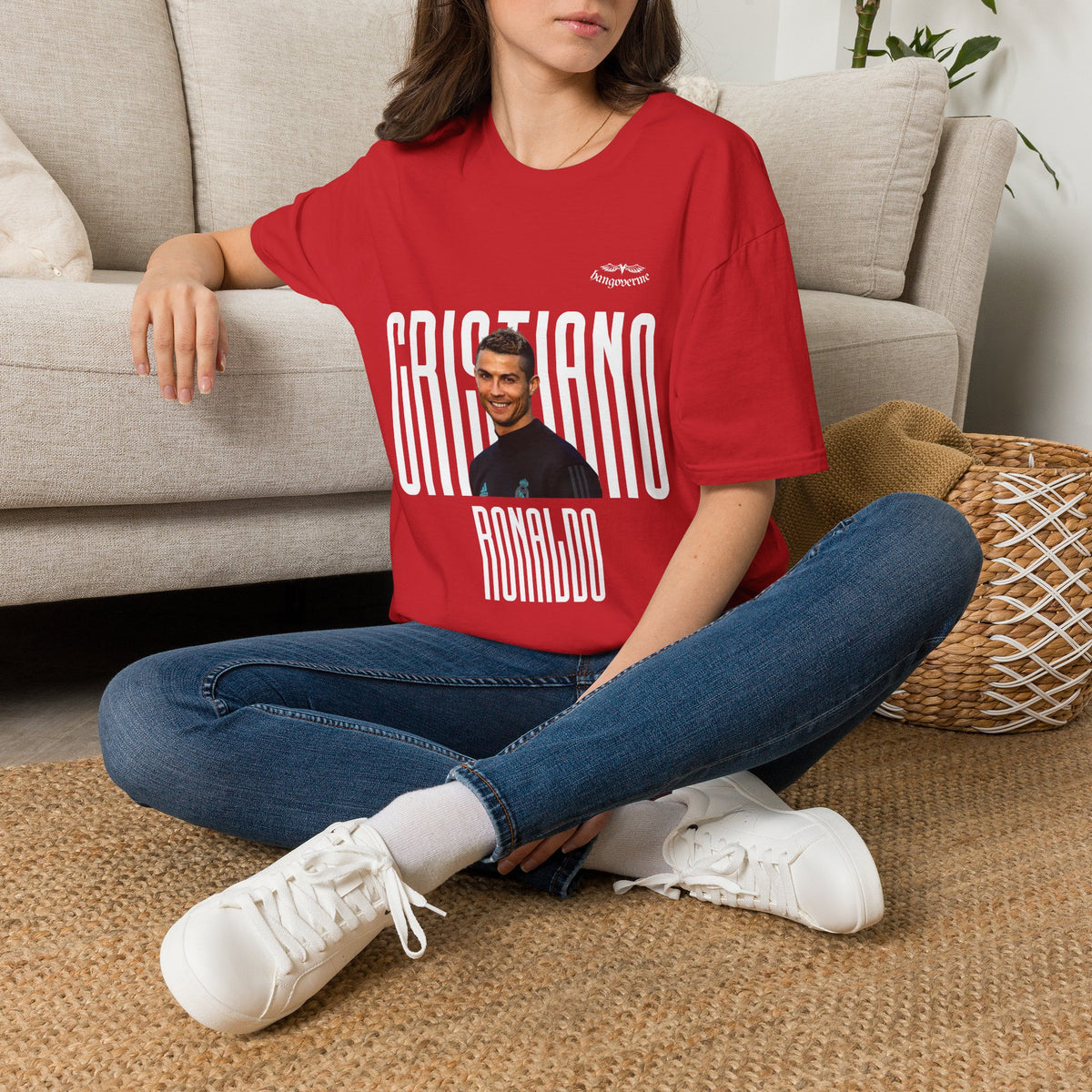 Retro Portrait Tee with Bold 'CRISTIANO' Text