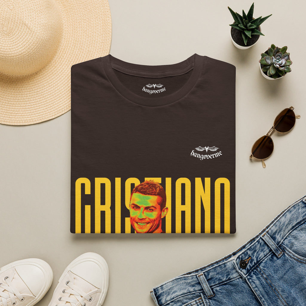 Retro Portrait Tee with Bold 'CRISTIANO' Text