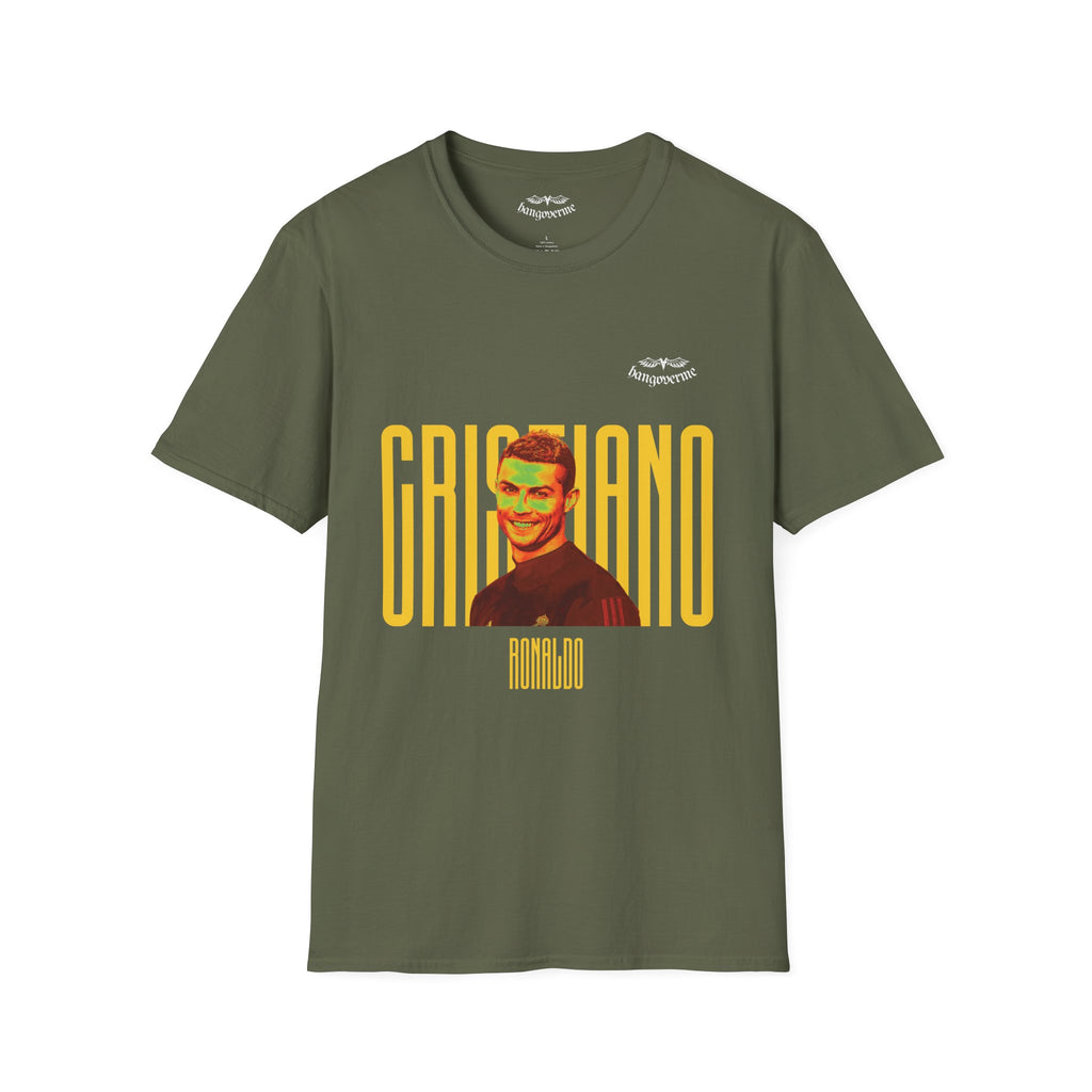 Retro Portrait Tee with Bold 'CRISTIANO' Text