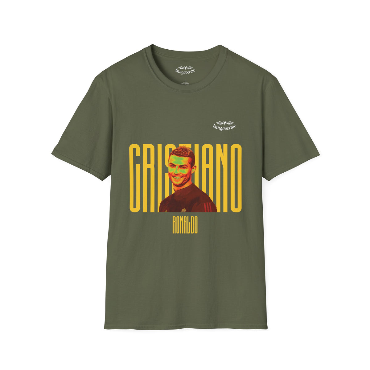 Retro Portrait Tee with Bold 'CRISTIANO' Text