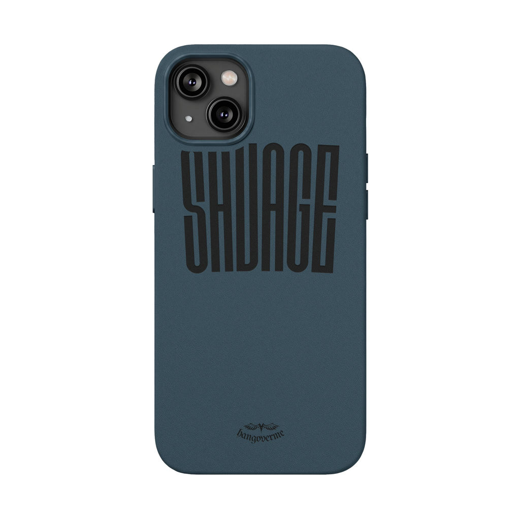 Engraved PU Leather Phone Case — 'SAVAGE' Brown Protective Cover