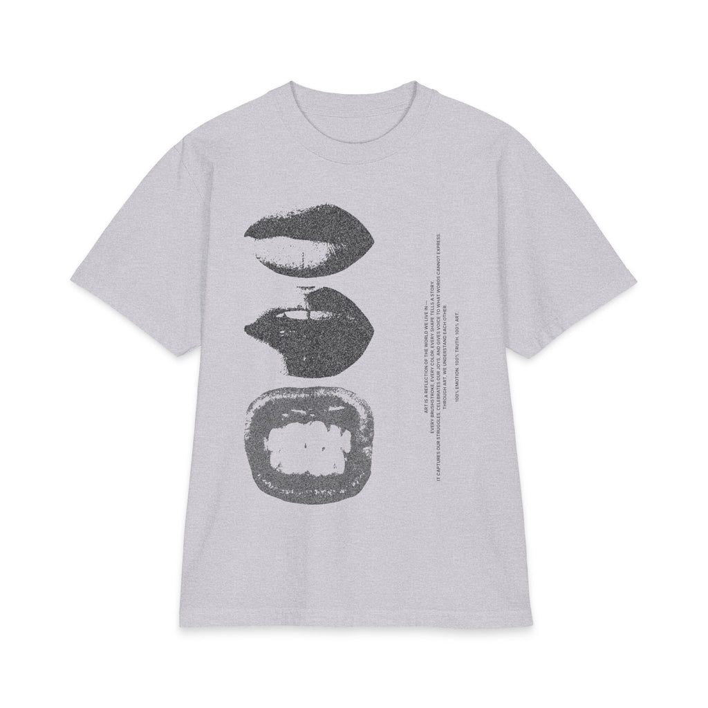 Graphic Lip Print T‑Shirt — Monochrome Kiss & Bite Art Tee
