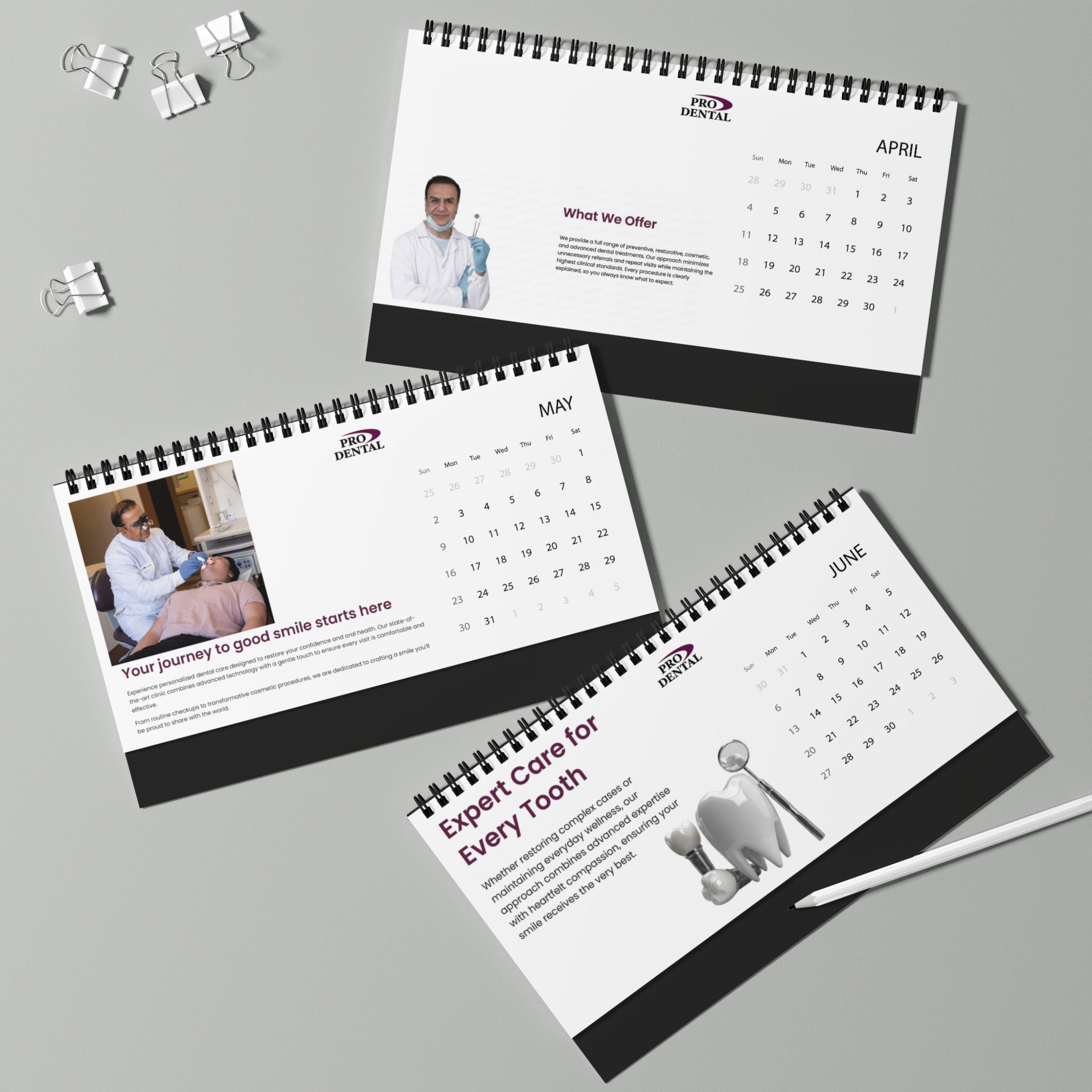 Desktop Calendar — 2027 Pro Dental Grid