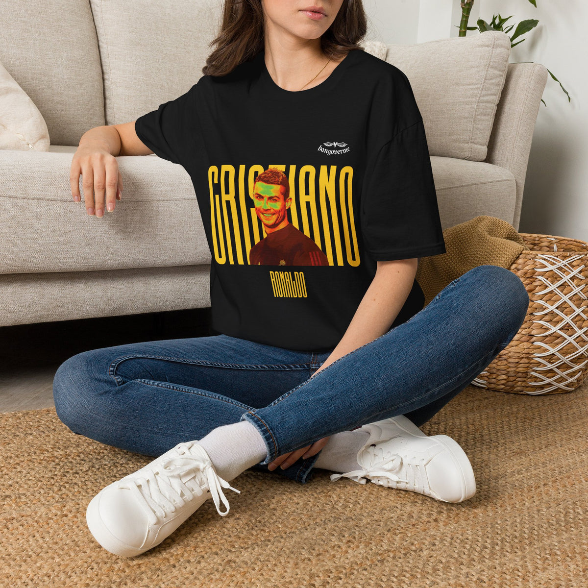 Retro Portrait Tee with Bold 'CRISTIANO' Text
