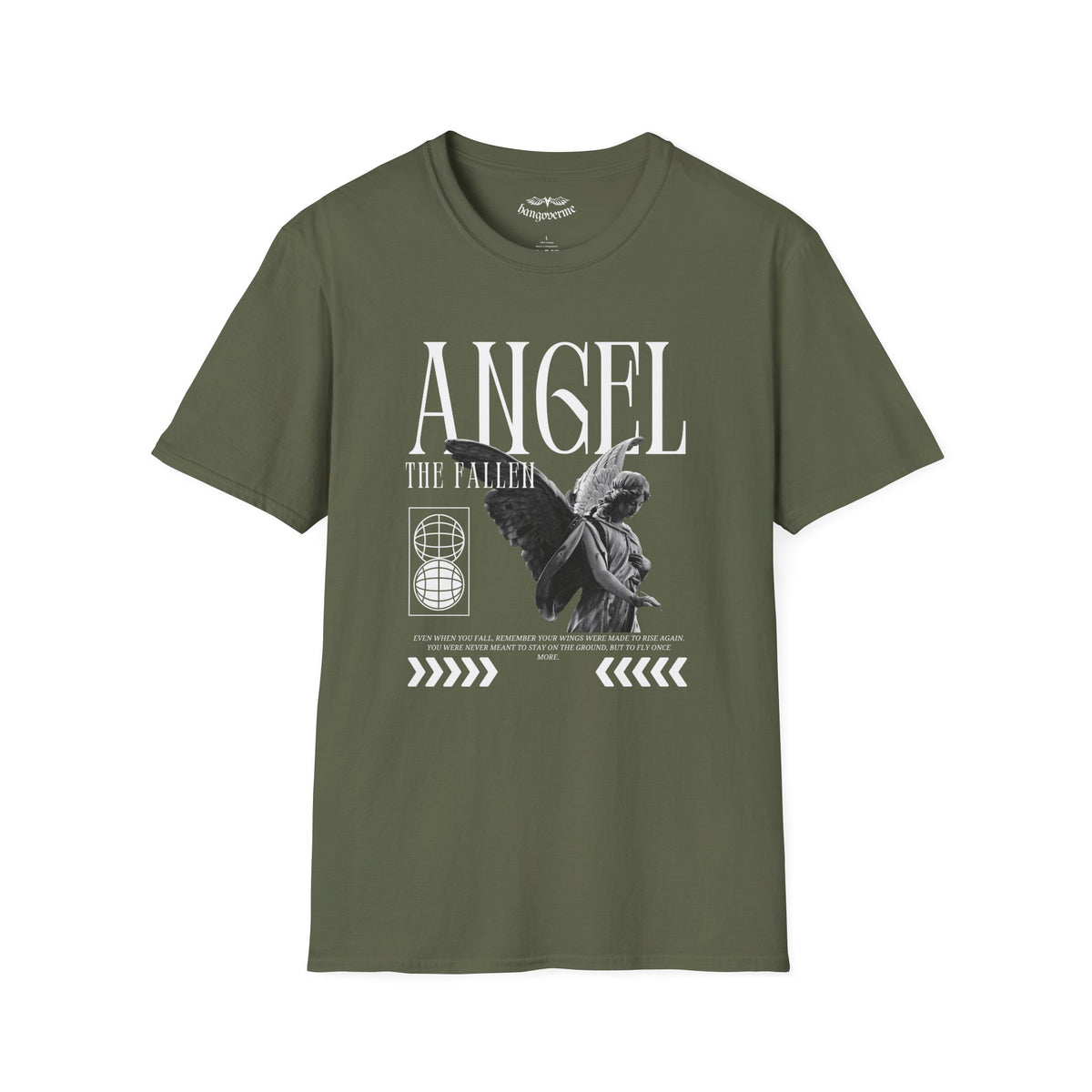 Angel Statue Graphic T-Shirt — Vintage Black & White Wings Tee