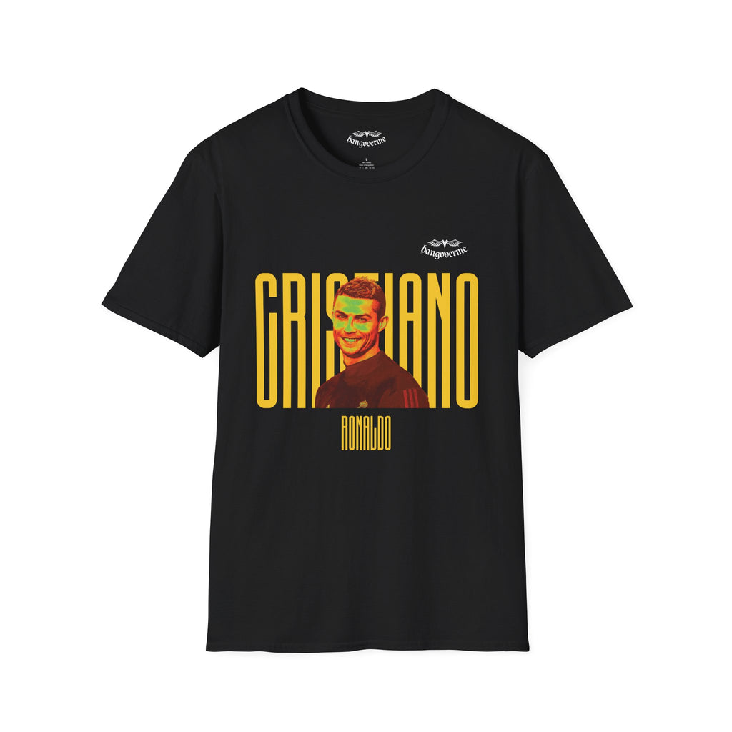Retro Portrait Tee with Bold 'CRISTIANO' Text