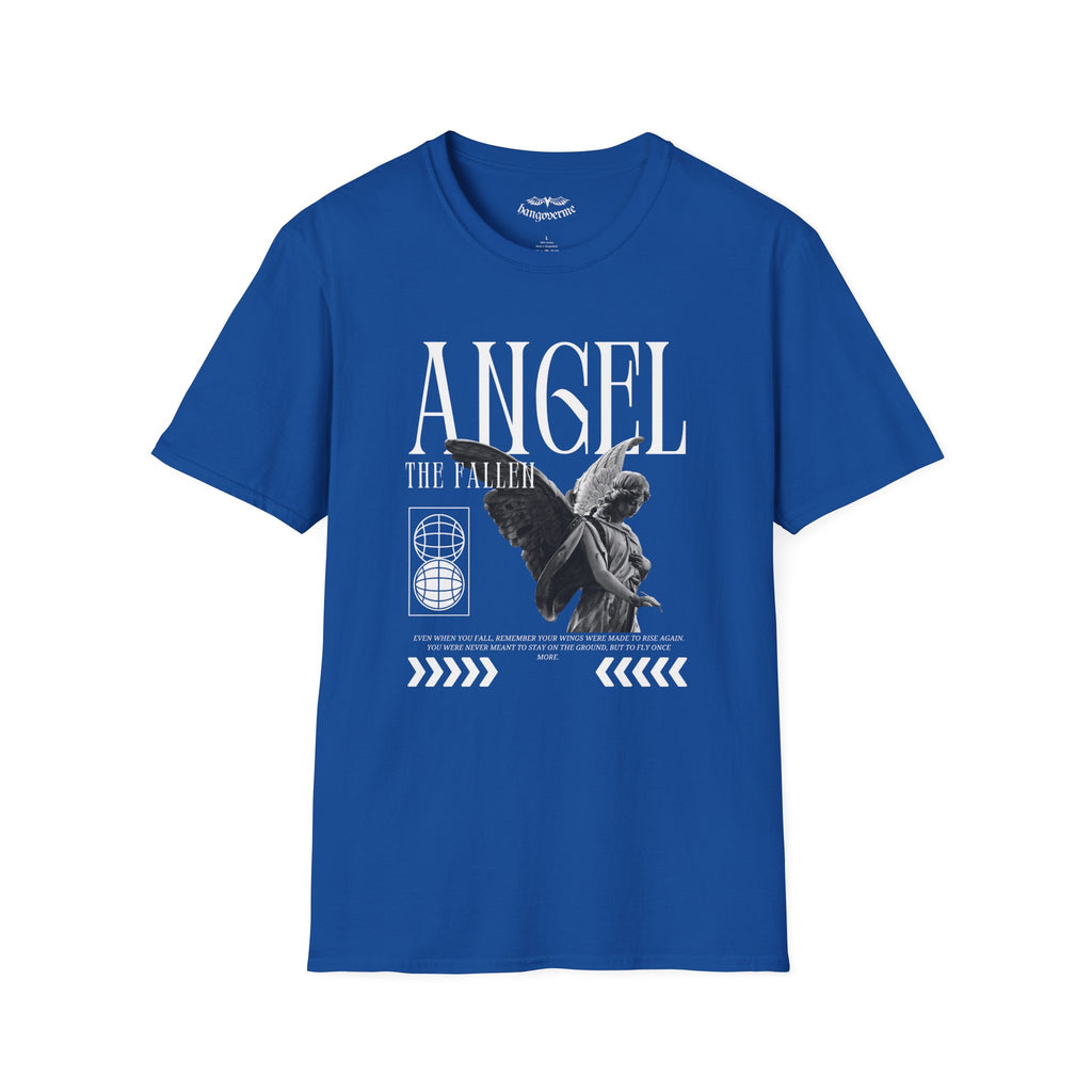 Angel Statue Graphic T-Shirt — Vintage Black & White Wings Tee