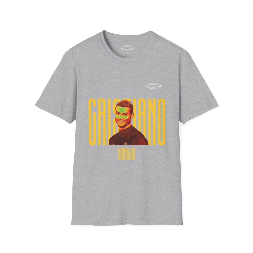 Retro Portrait Tee with Bold 'CRISTIANO' Text