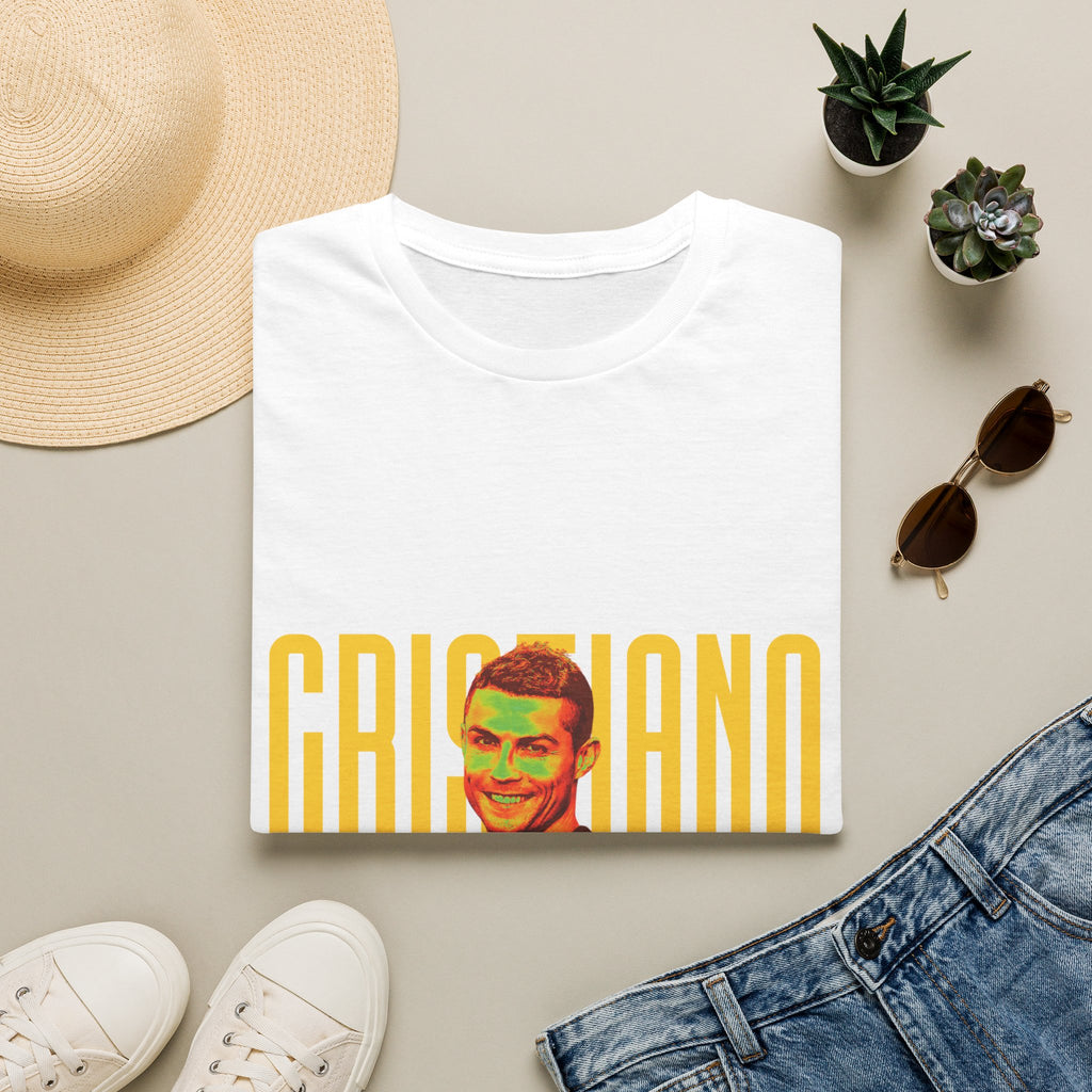 Retro Portrait Tee with Bold 'CRISTIANO' Text