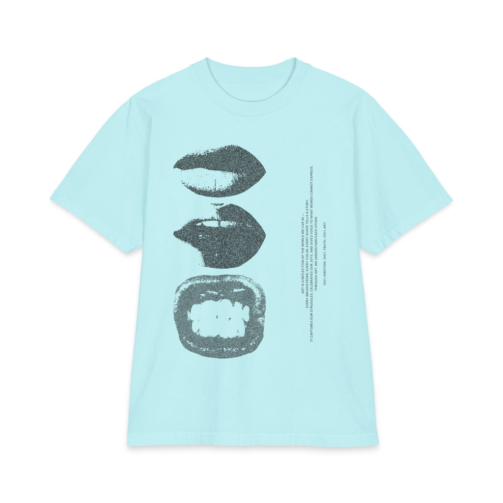 Graphic Lip Print T‑Shirt — Monochrome Kiss & Bite Art Tee