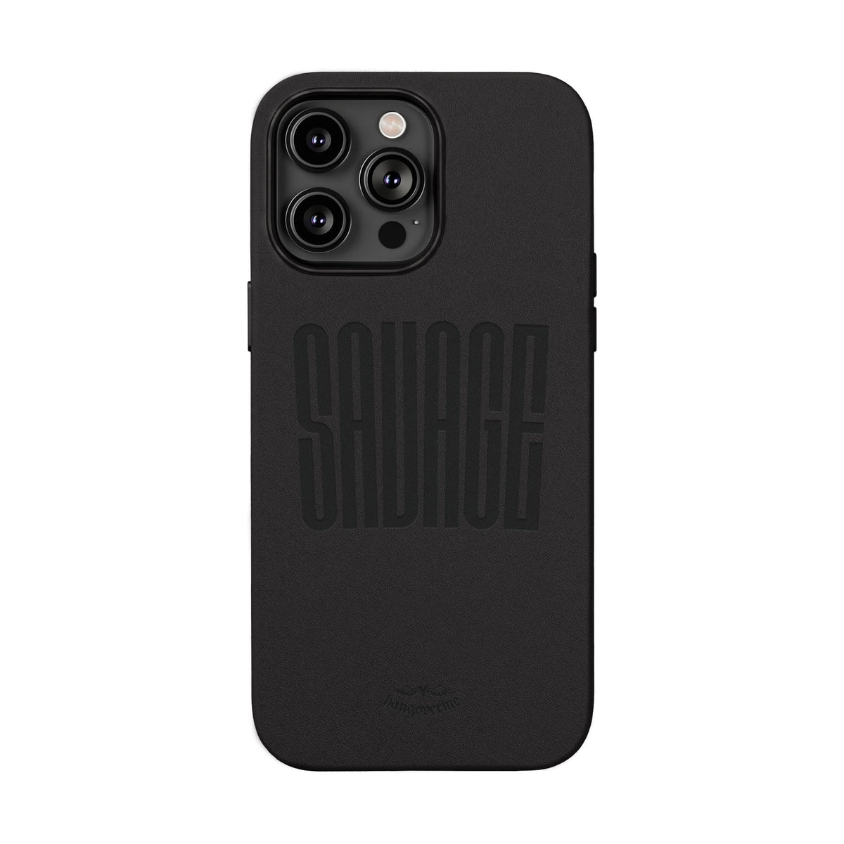 Engraved PU Leather Phone Case — 'SAVAGE' Brown Protective Cover