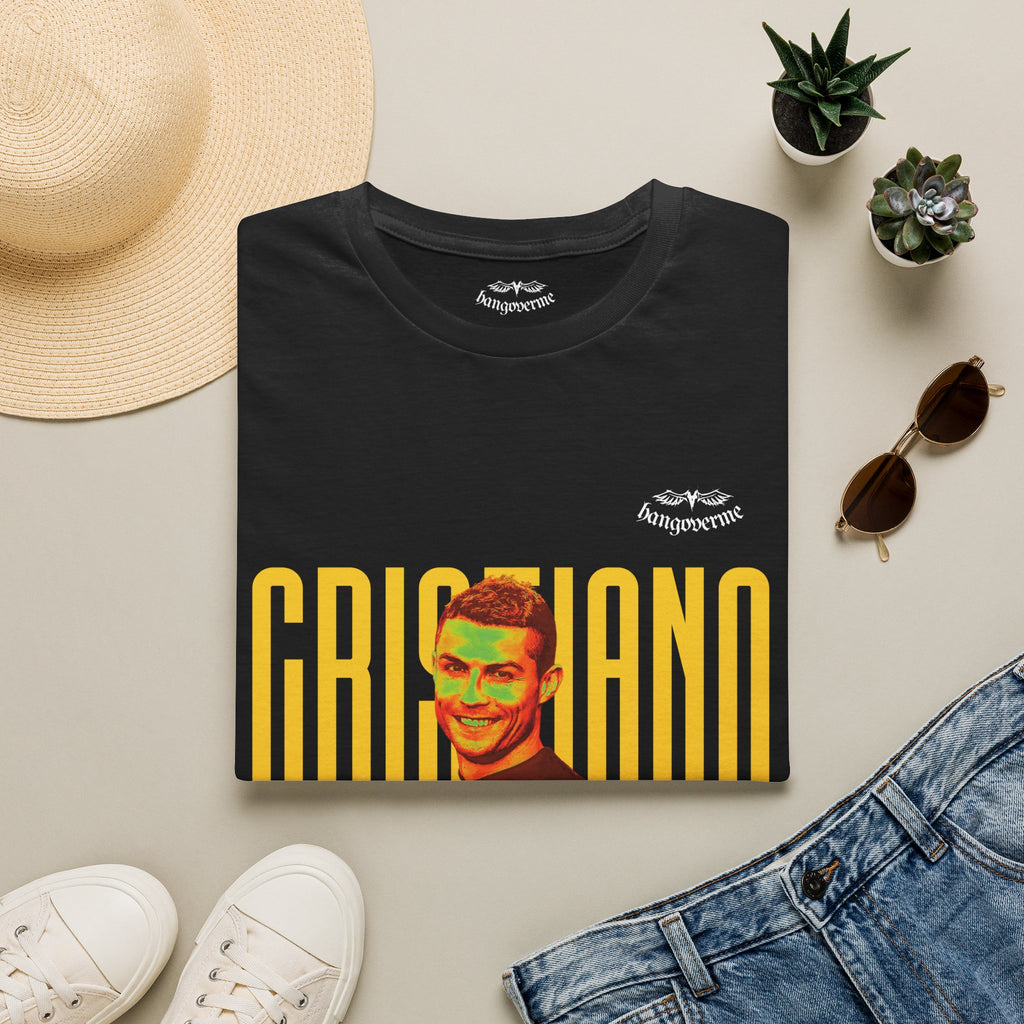Retro Portrait Tee with Bold 'CRISTIANO' Text