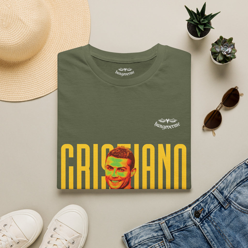 Retro Portrait Tee with Bold 'CRISTIANO' Text