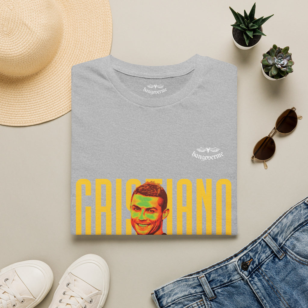 Retro Portrait Tee with Bold 'CRISTIANO' Text