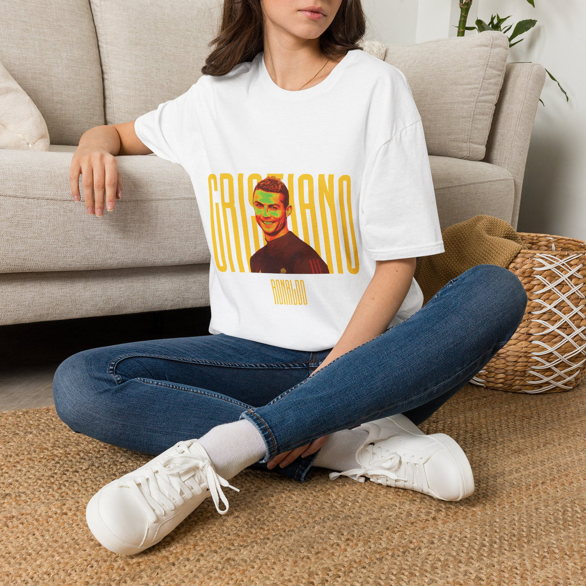Retro Portrait Tee with Bold 'CRISTIANO' Text