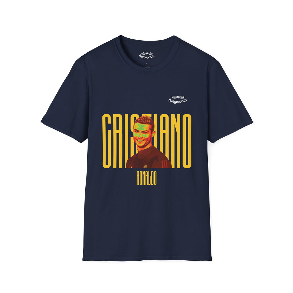 Retro Portrait Tee with Bold 'CRISTIANO' Text