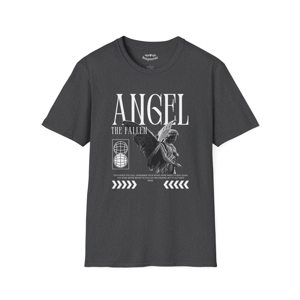 Angel Statue Graphic T-Shirt — Vintage Black & White Wings Tee