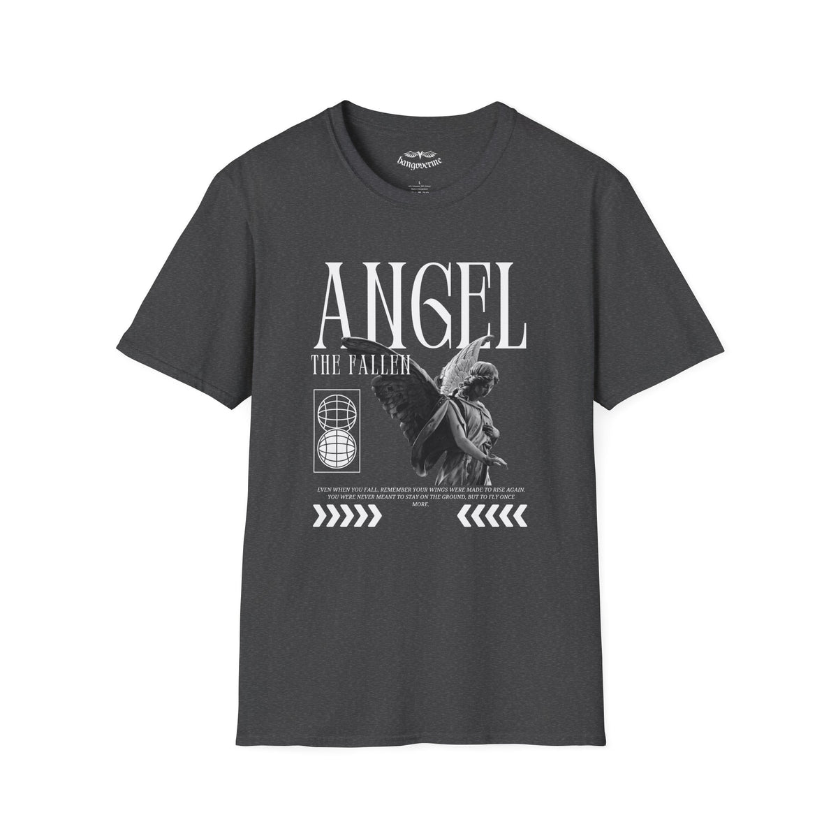 Angel Statue Graphic T-Shirt — Vintage Black & White Wings Tee