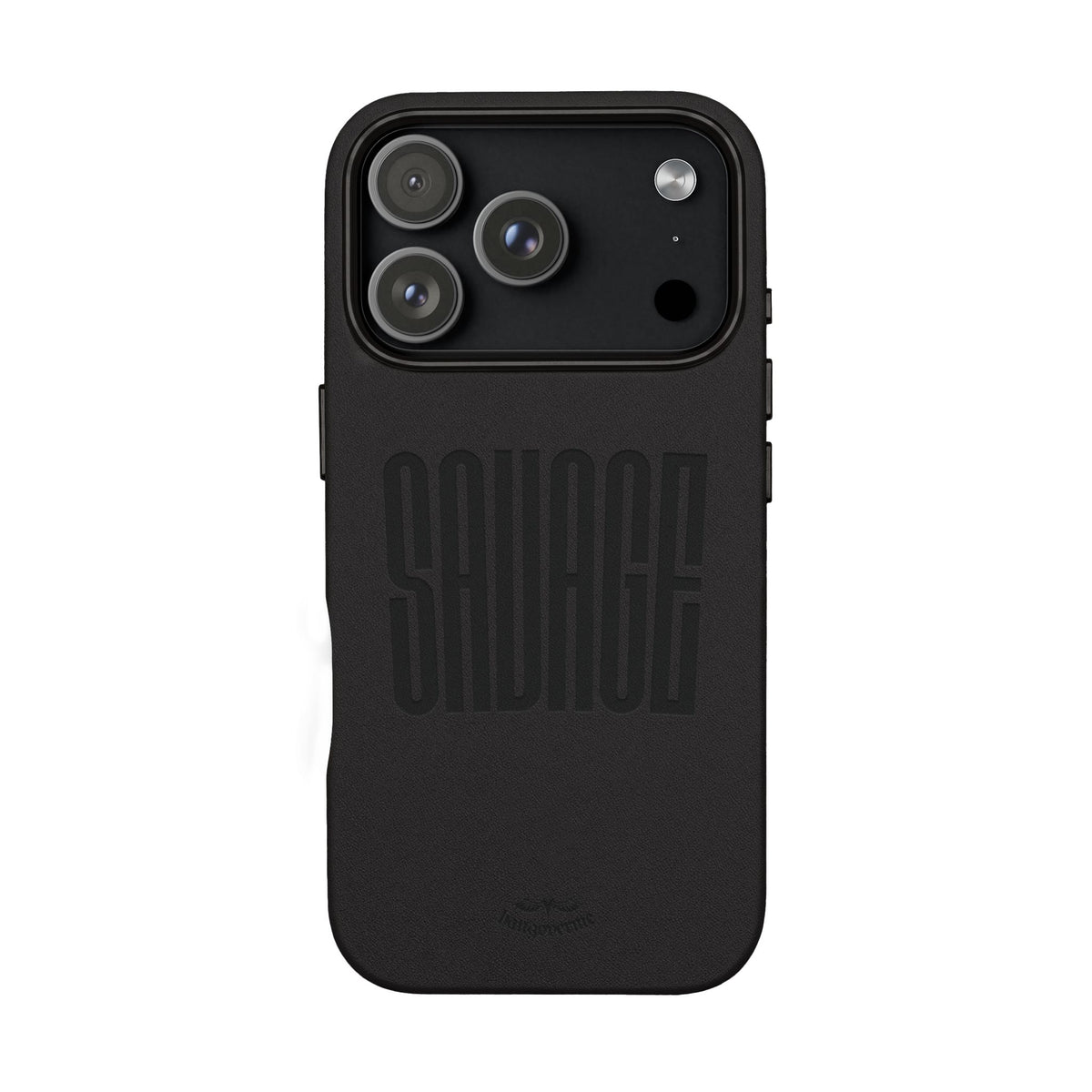 Engraved PU Leather Phone Case — 'SAVAGE' Brown Protective Cover