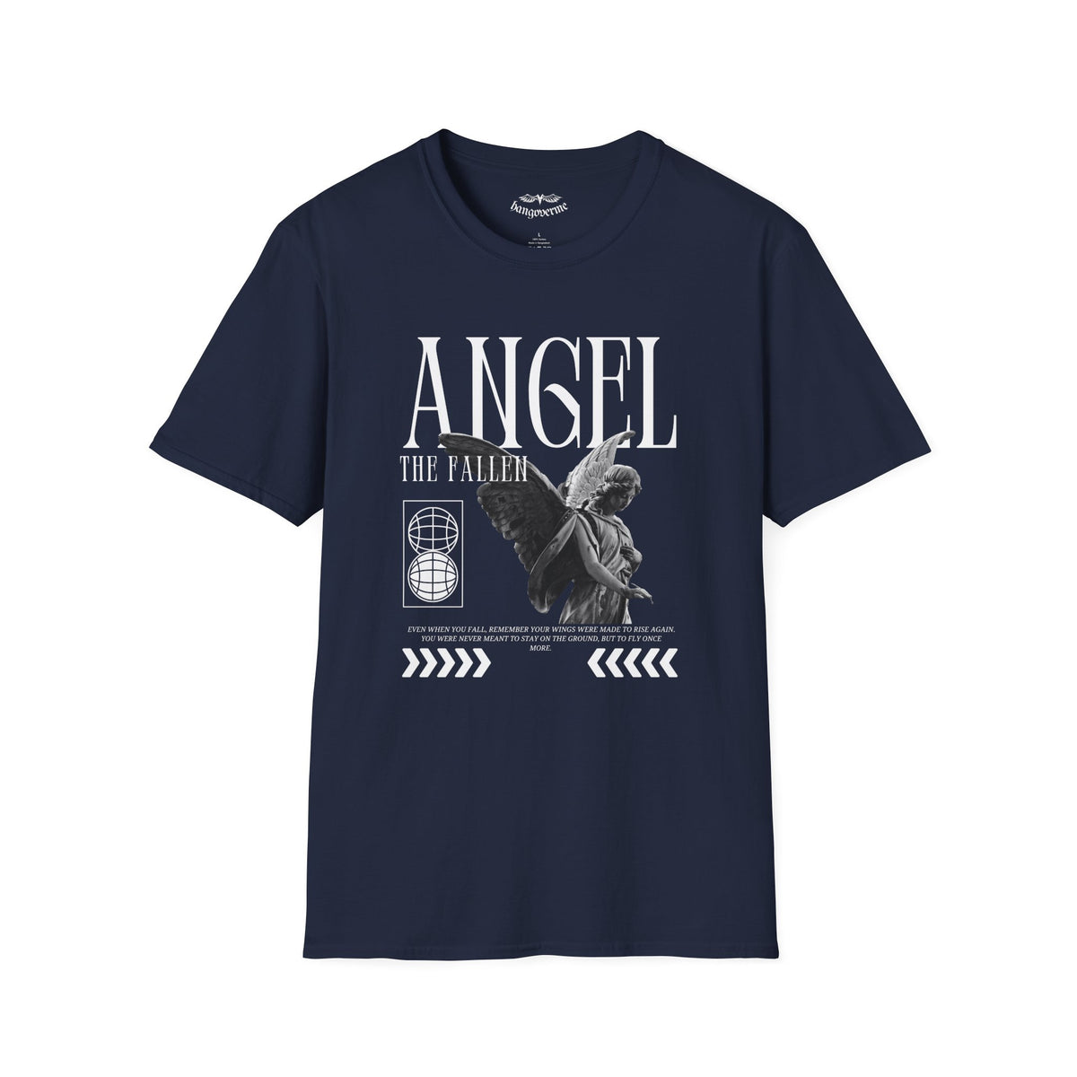 Angel Statue Graphic T-Shirt — Vintage Black & White Wings Tee