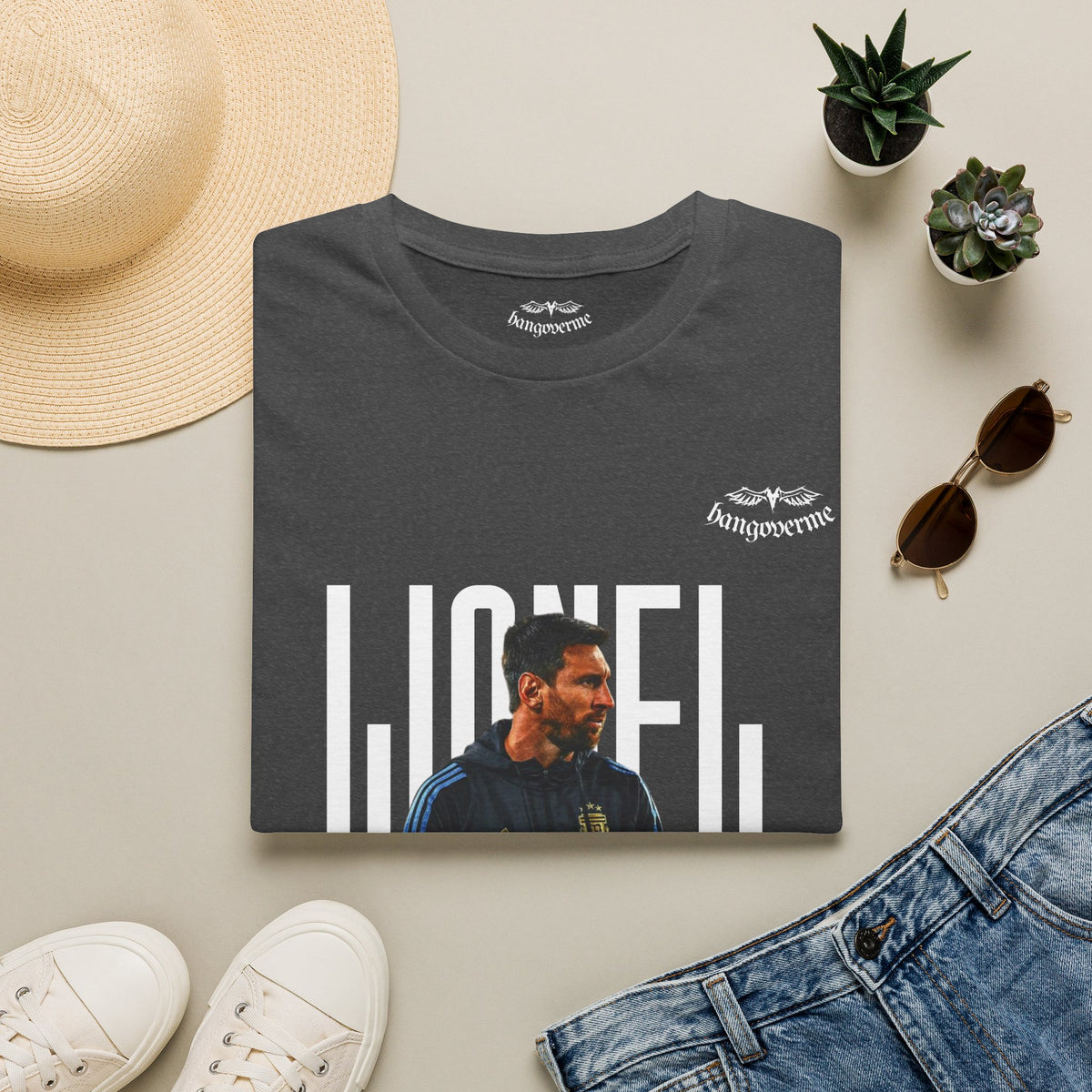 Lionel Messi Graphic T-Shirt — Vintage Soccer Portrait Tee