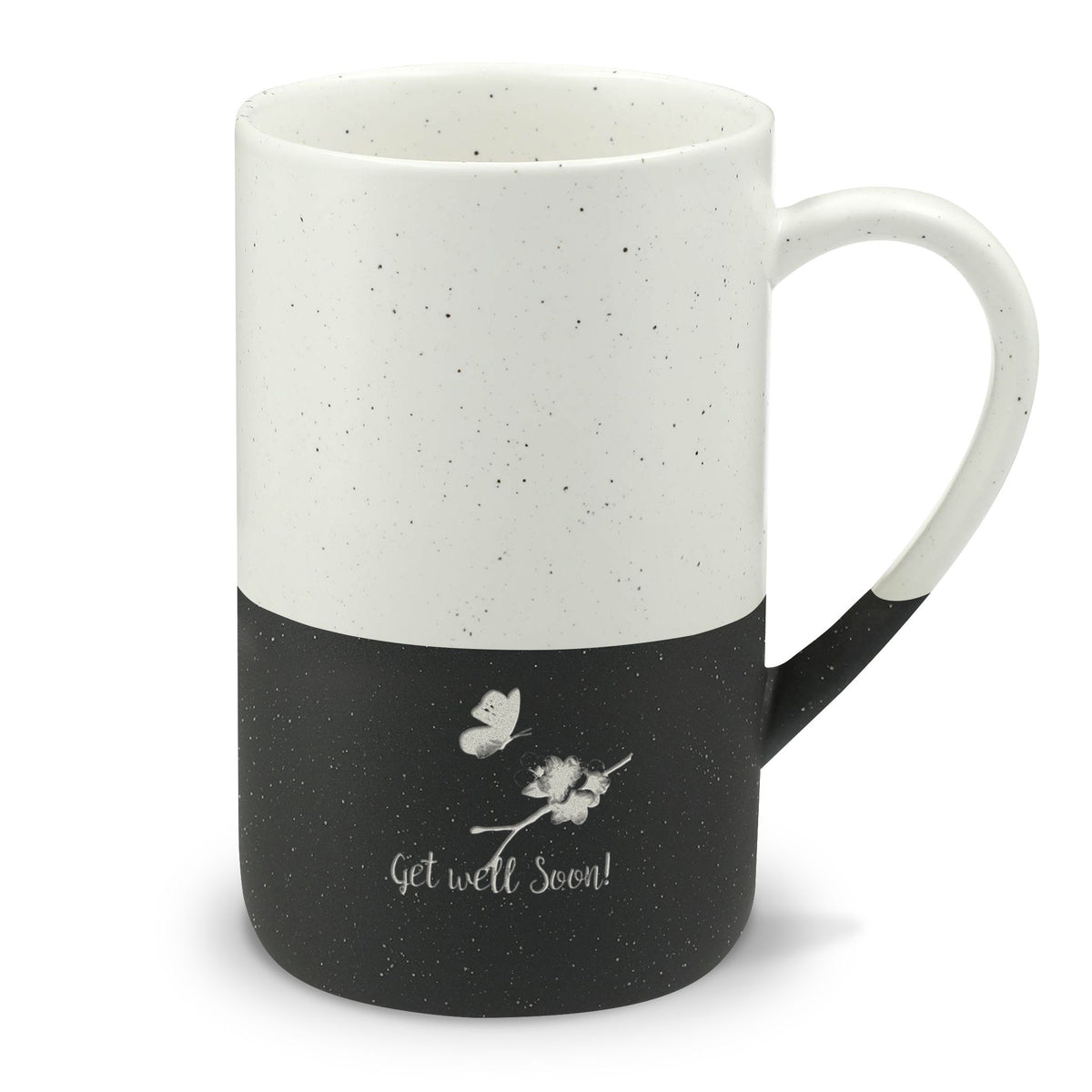 Speckled Ceramic Get Well Soon Mug — 13oz Engraved Two-Tone Coffee Cup