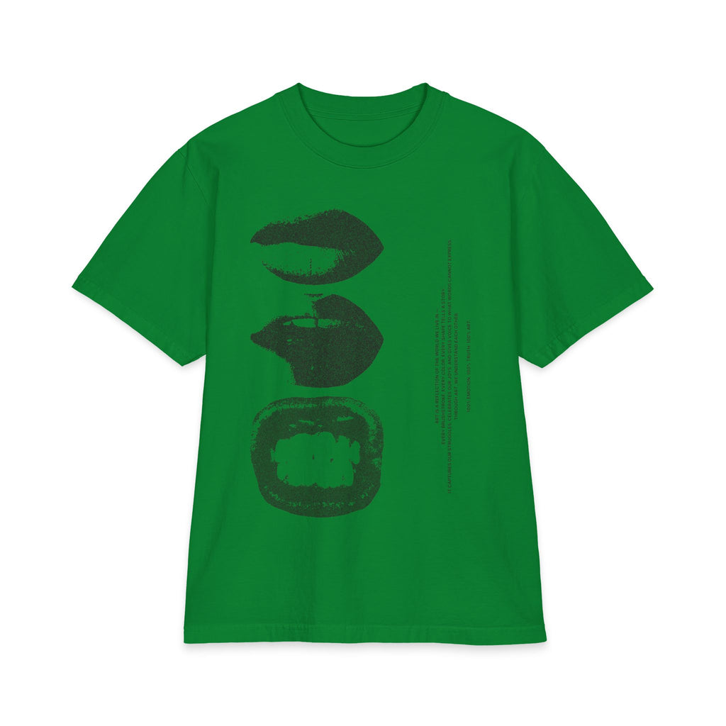 Graphic Lip Print T‑Shirt — Monochrome Kiss & Bite Art Tee