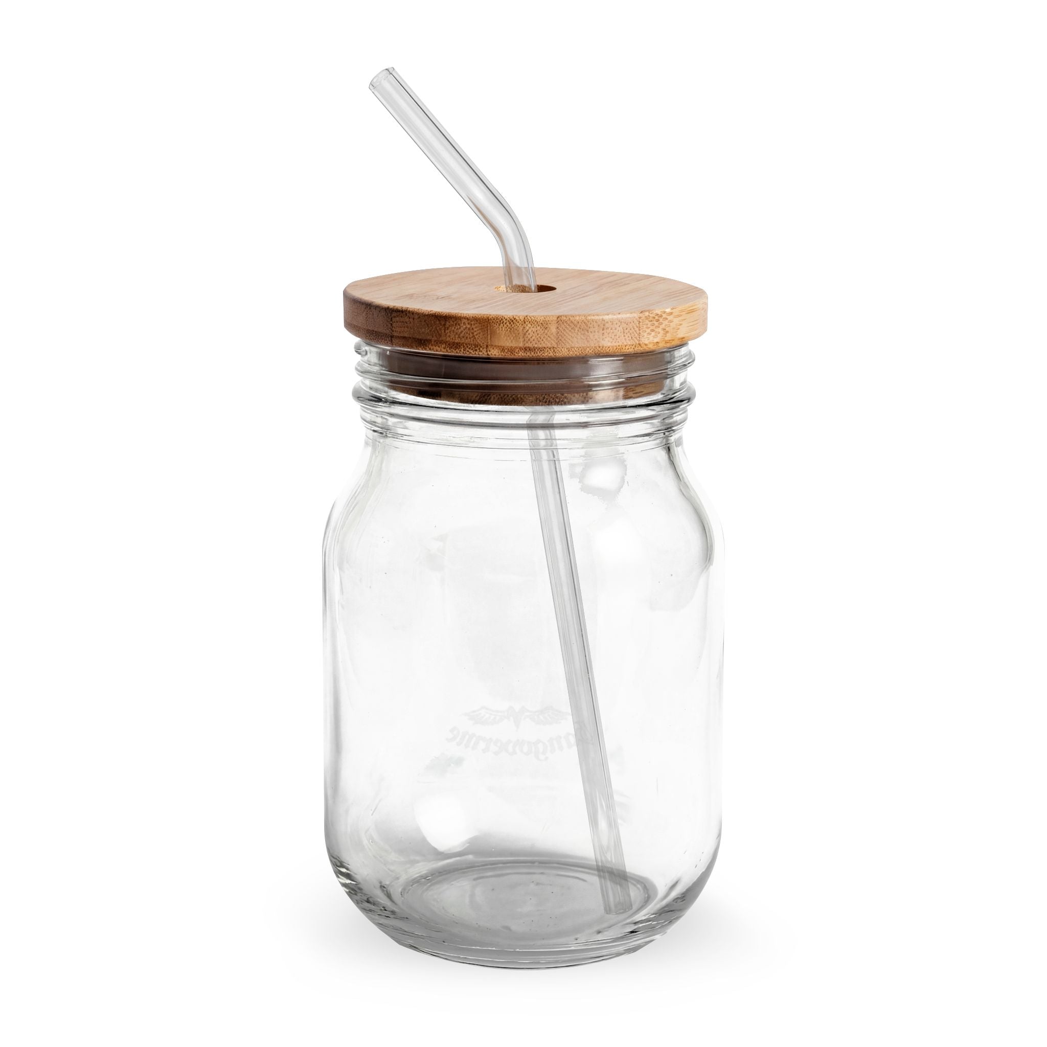 Engraved 16oz Glass Sipper Jar with Bamboo Lid & Straw