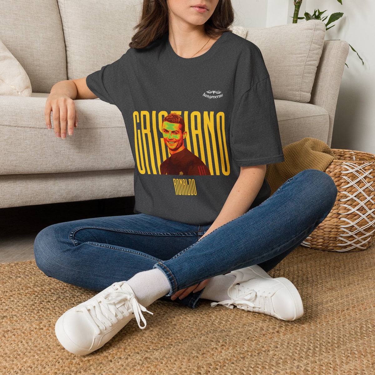Retro Portrait Tee with Bold 'CRISTIANO' Text