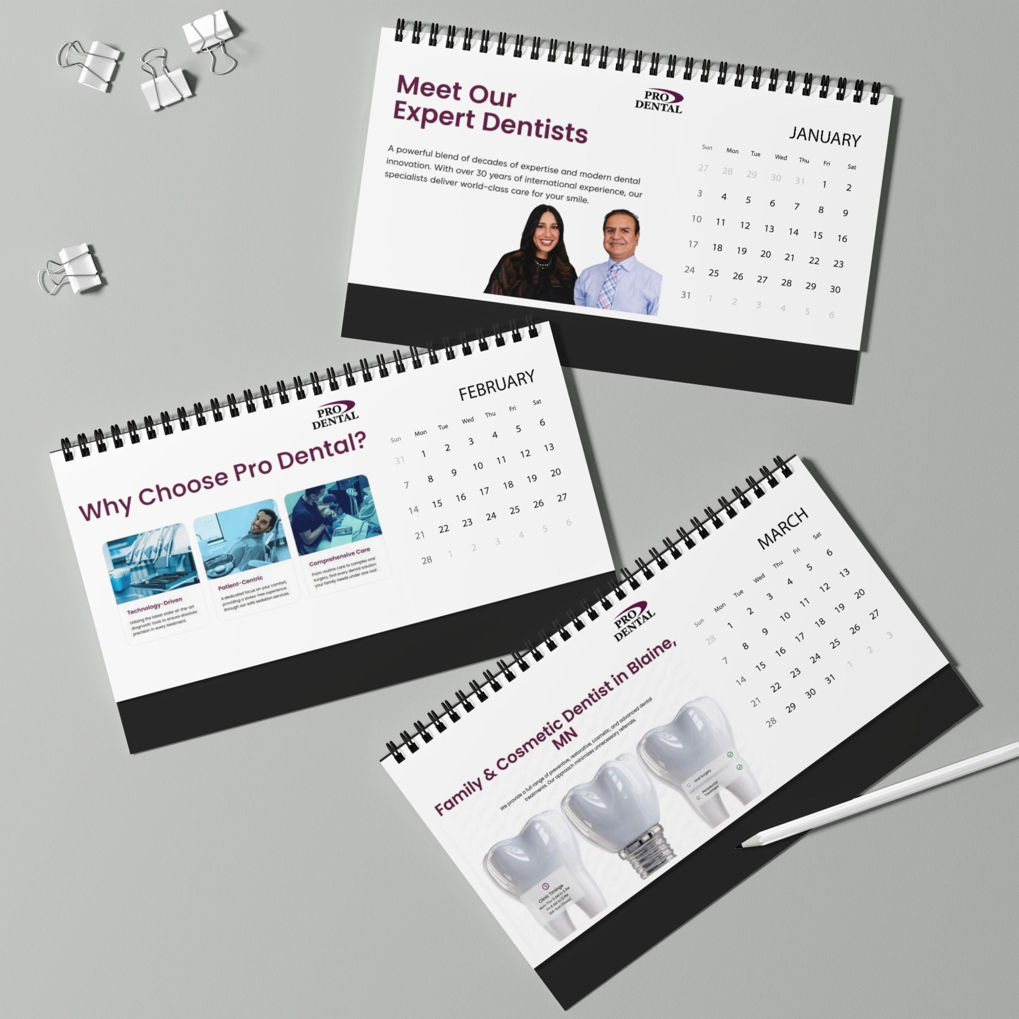 Desktop Calendar — 2027 Pro Dental Grid