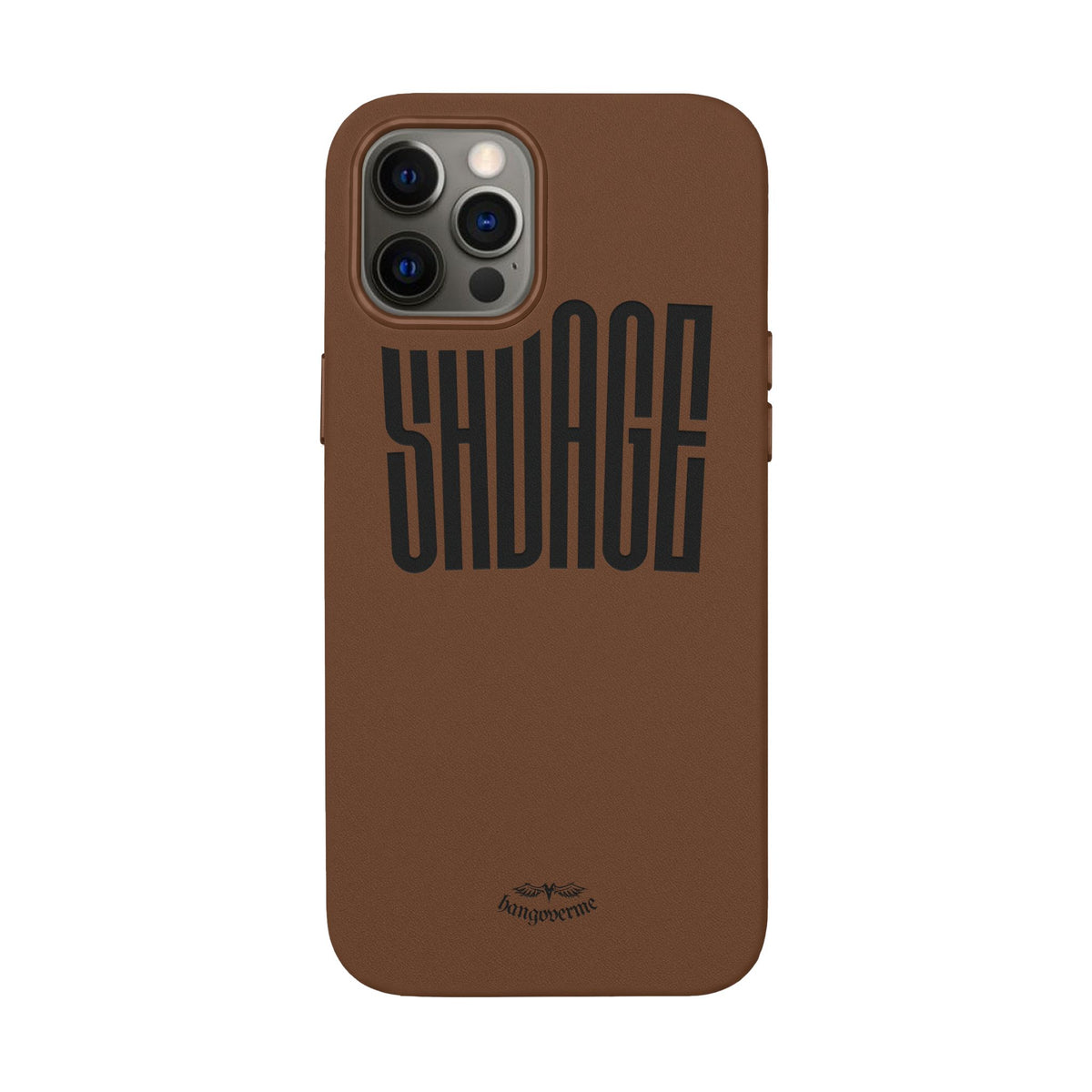 Engraved PU Leather Phone Case — 'SAVAGE' Brown Protective Cover
